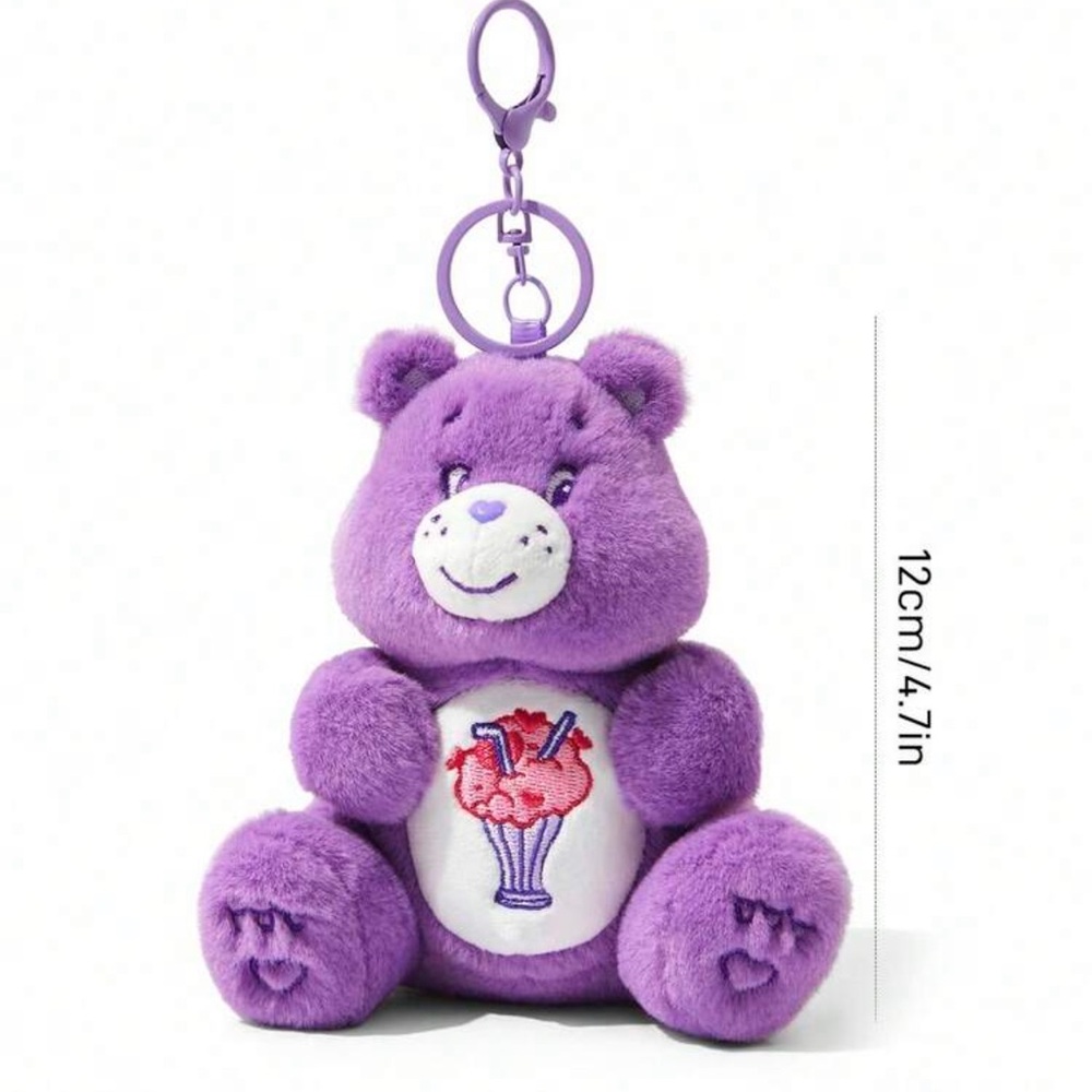 Care Bears 1 Purple Soft Plush Love Bear Keychain Bag Charm Gifts - Picture 4 of 4